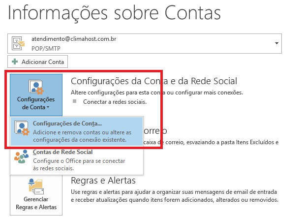 Configurar E-mails POP3 no Outlook - Base de Conhecimento